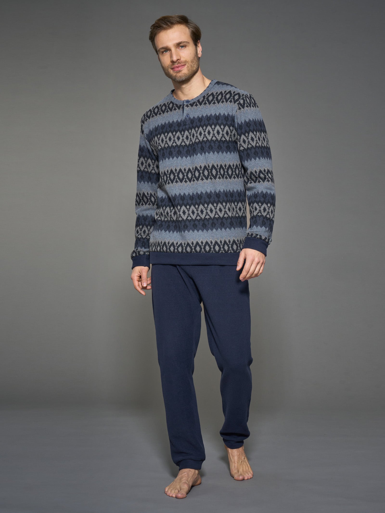 Ragno Sport Pigiama Lungo Serafino cotone caldo Fucile Mel
