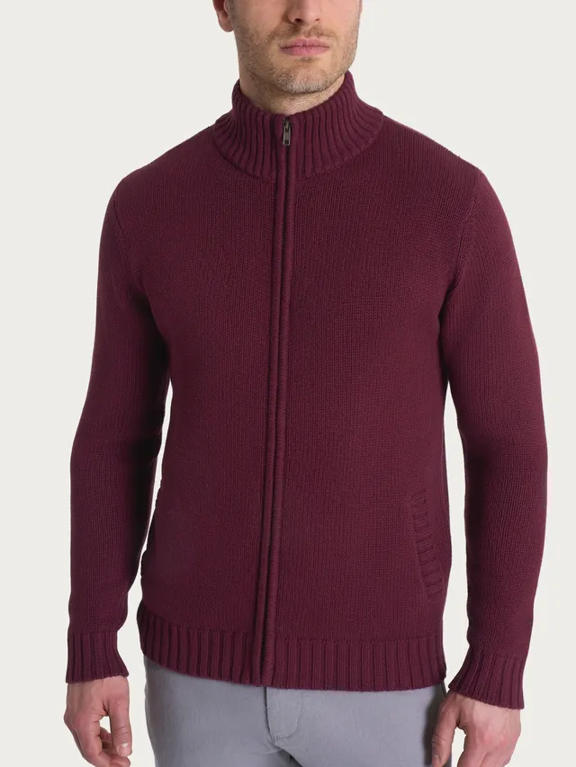 Ragno Winter Cotton cardigan uomo zip viola fig melange