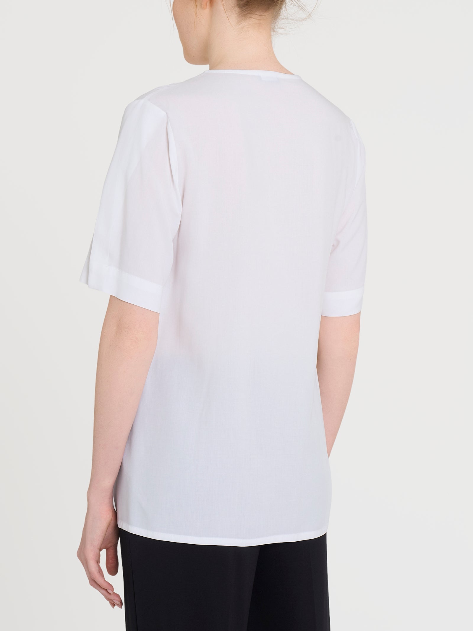 Ragno EcoSeta blusa scollo V Bianco fluido manica petalo