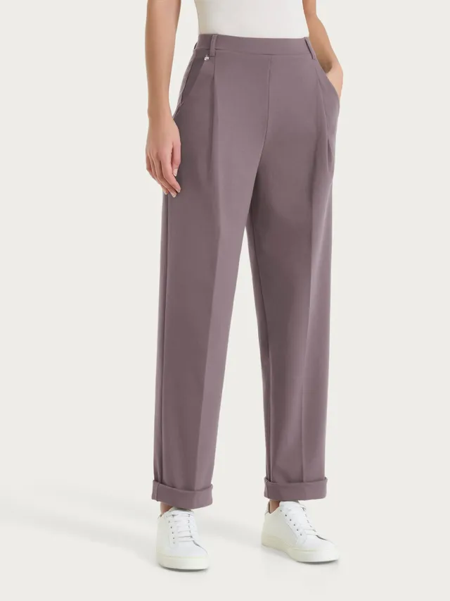 Ragno Compact Light pantalone carota con tasche Plum Truffle