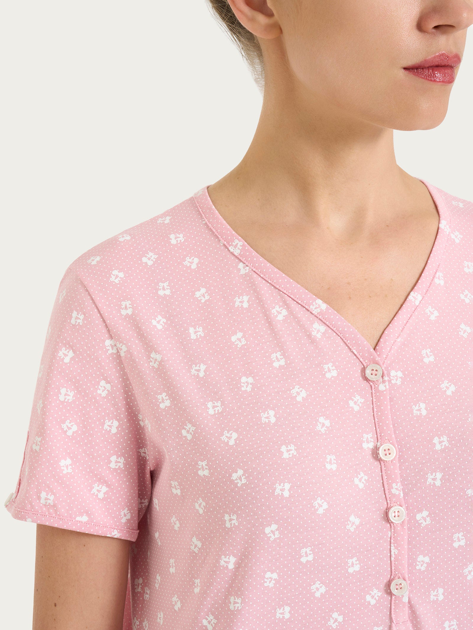Ragno Jersey di Cotone Camicia da notte cameo pink cotone