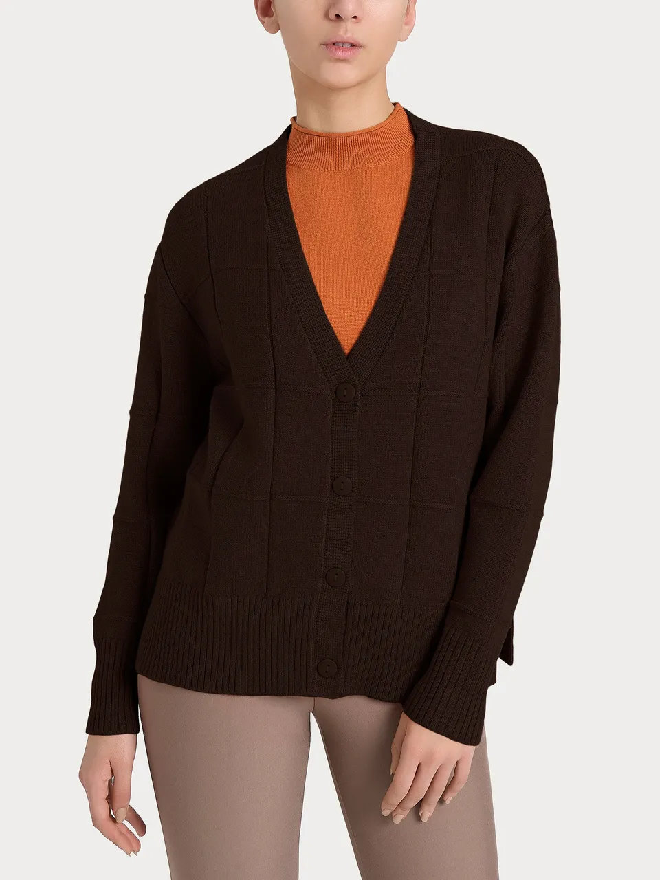 Ragno Super Soft Cardigan Check Chocolate Torte caldo