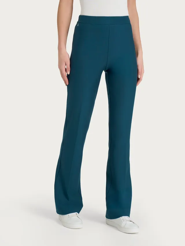 Ragno Compact flare pantalone blu Reflecting Pond vita elasticizzata