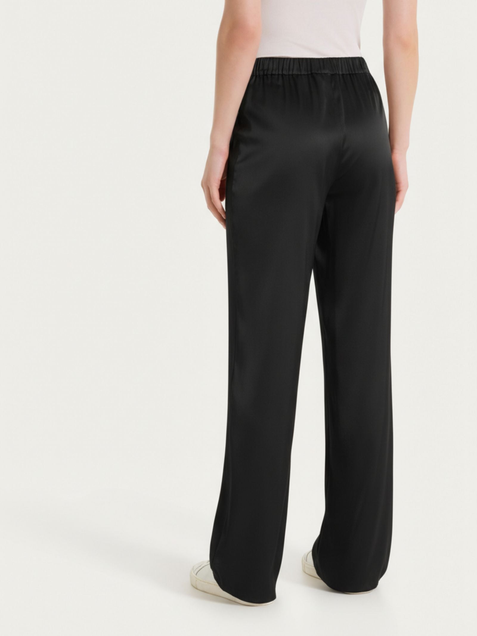 Ragno Stretch Satin pantalone ampio nero viscosa