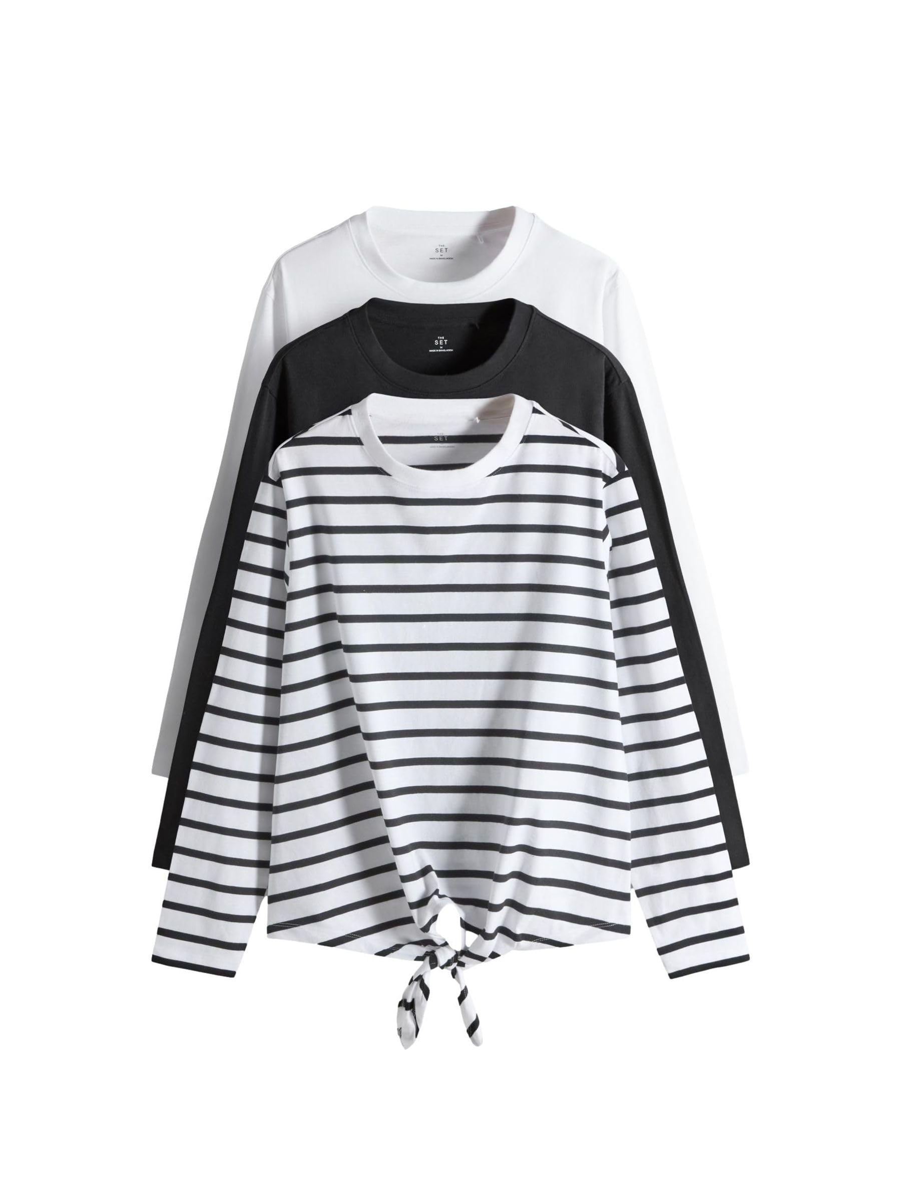 Next The Set T-Shirt Donna Manica Lunga Allacciatura da 3