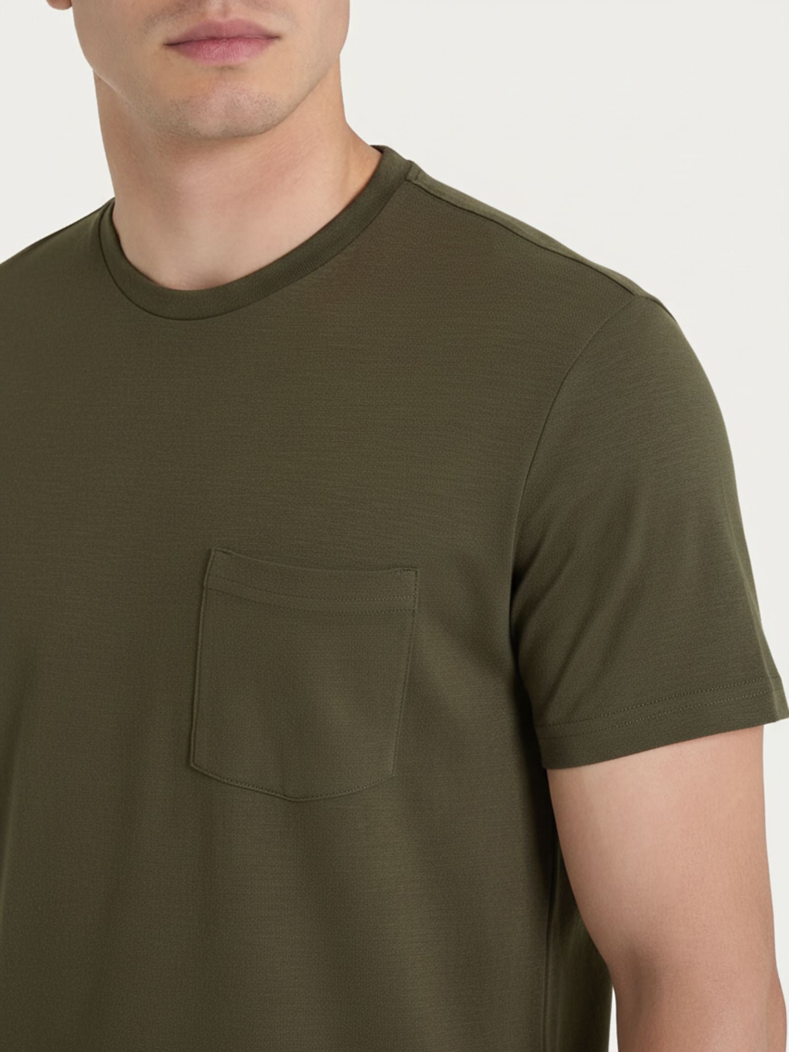Ragno T-shirt girocollo con taschino cotone Dark Olive