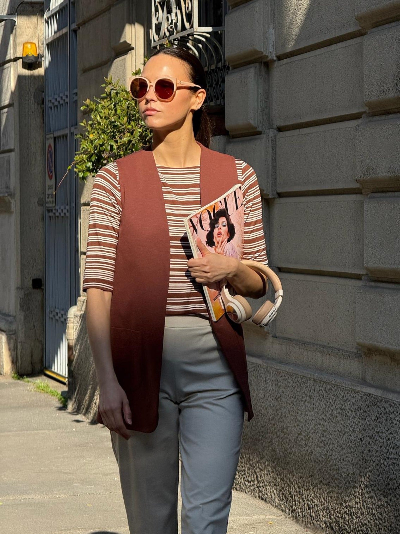 Ragno Viscosa Summer maglietta righe barchetta cappuccino viscosa