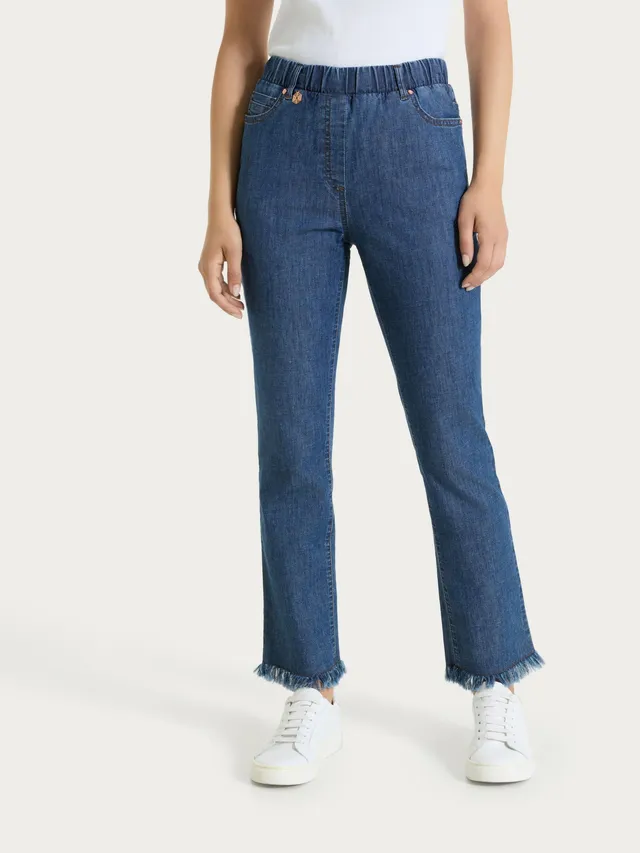 Ragno Super Denim jeans dritti sfrangiati light denim blu