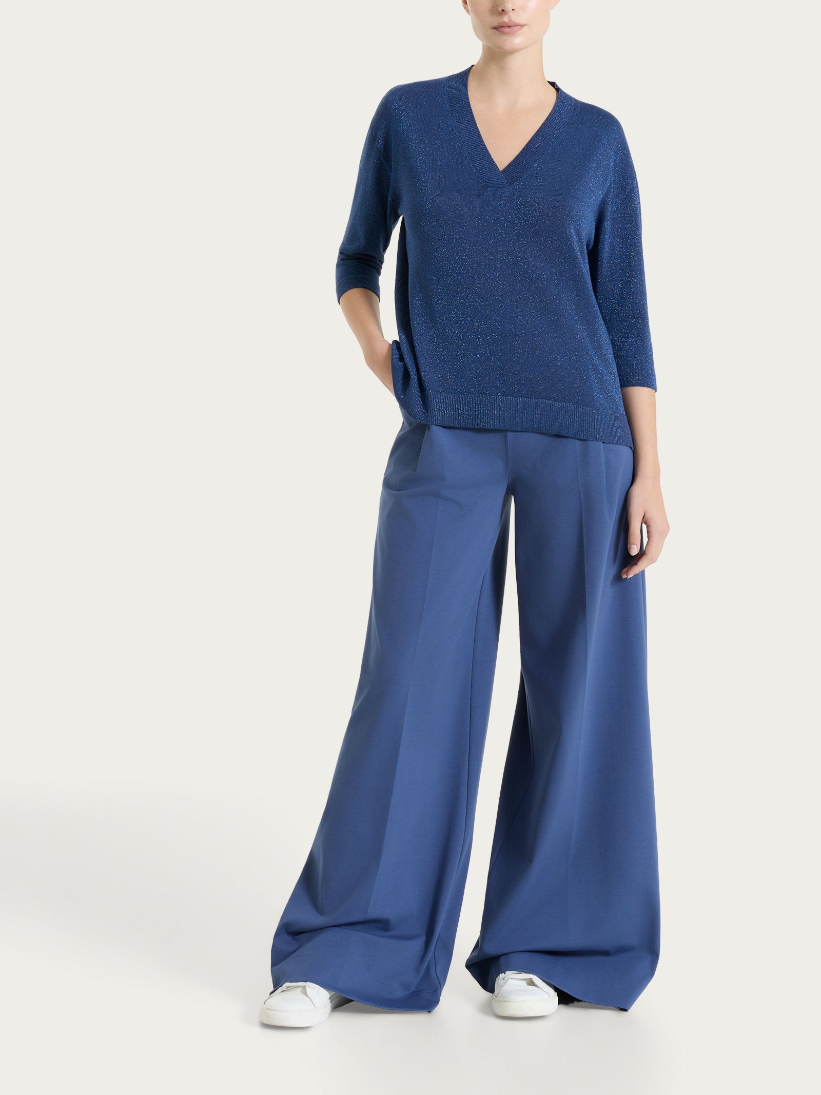Ragno Compact Light Pantalone Palazzo Cotone Oceana