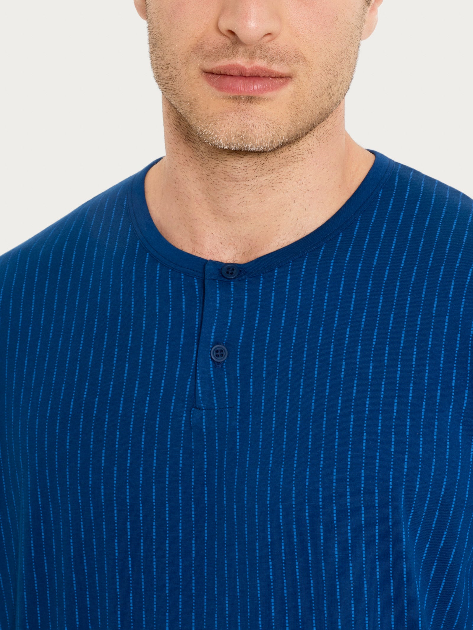 Ragno Sport Pigiama Lungo Serafino Jersey Navy Peony uomo