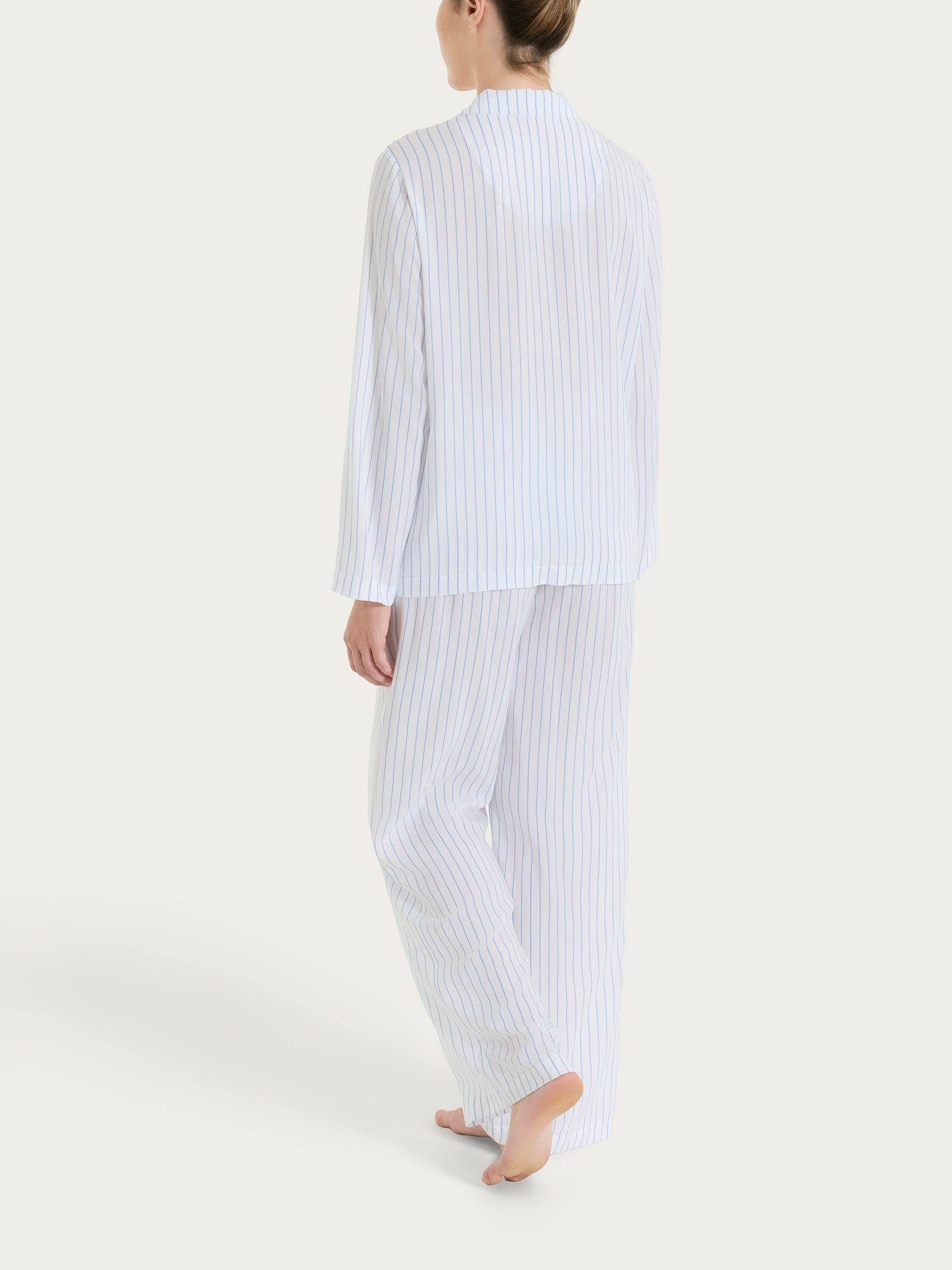 Ragno EcoSeta Pigiama Lungo Rigato Bel Air Blue Viscosa