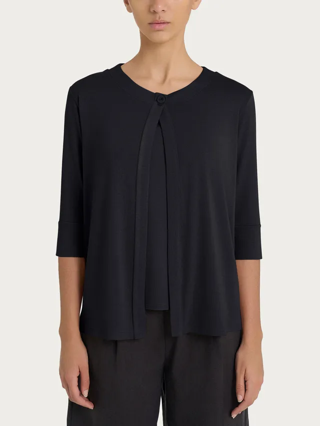Ragno Cardigan Corto Viscosa Crepe Jersey Black