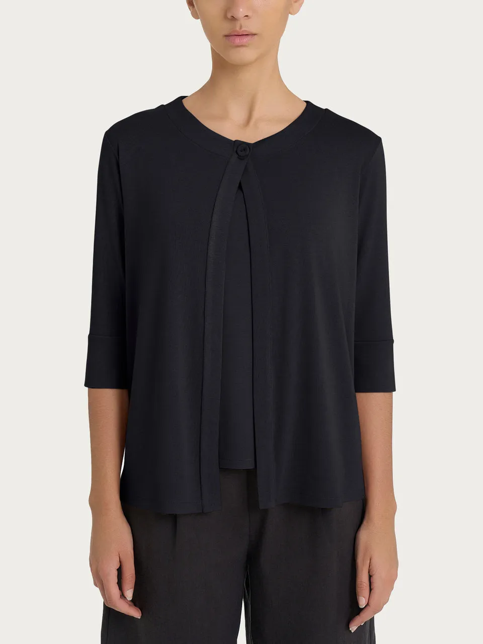 Ragno Cardigan Corto Viscosa Crepe Jersey Black