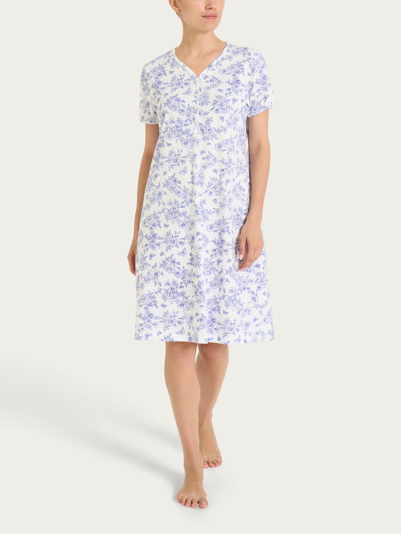 Ragno camicia da notte serafino jersey cotone fantasia bianco