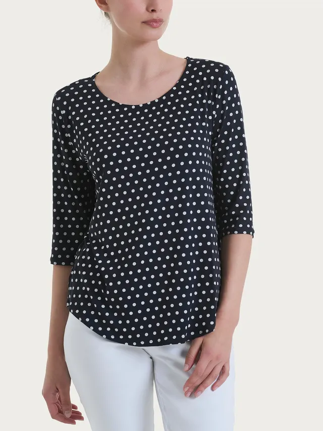 Ragno Viscosa Summer maglietta pois blu manica 3/4