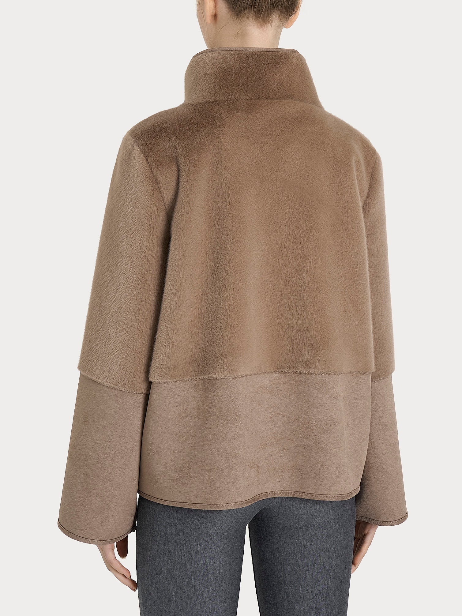 Ragno Vegan Shearling giacca corta double-face Pine Bark