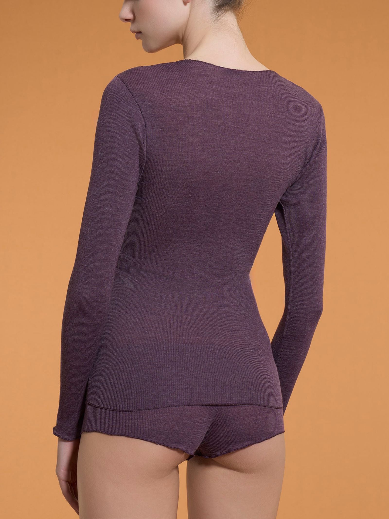 Ragno Lana Seta maglietta manica lunga Plum Perfect caldo
