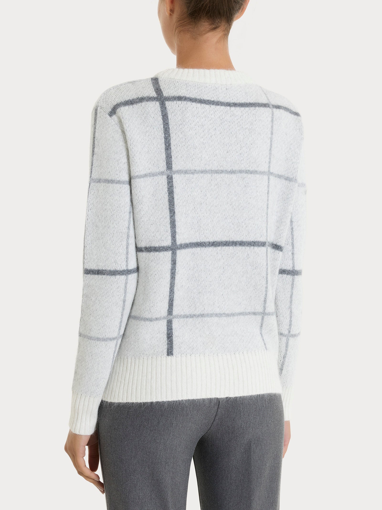 Ragno Maglia Girocollo Check Natural Soft Ferro Melange