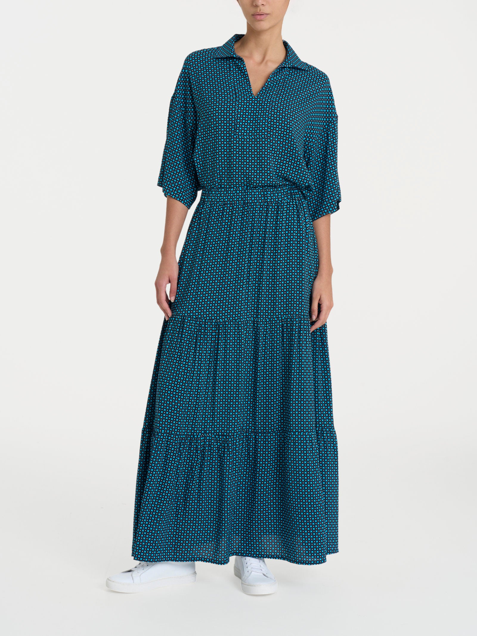 Ragno EcoSeta Blusa Colletto Aquarius Azzurra Viscosa
