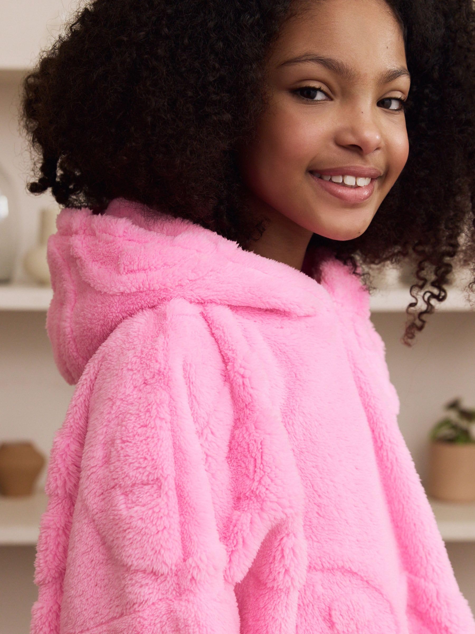 Next coperta con cappuccio bambina pile jacquard 146-158 faccine