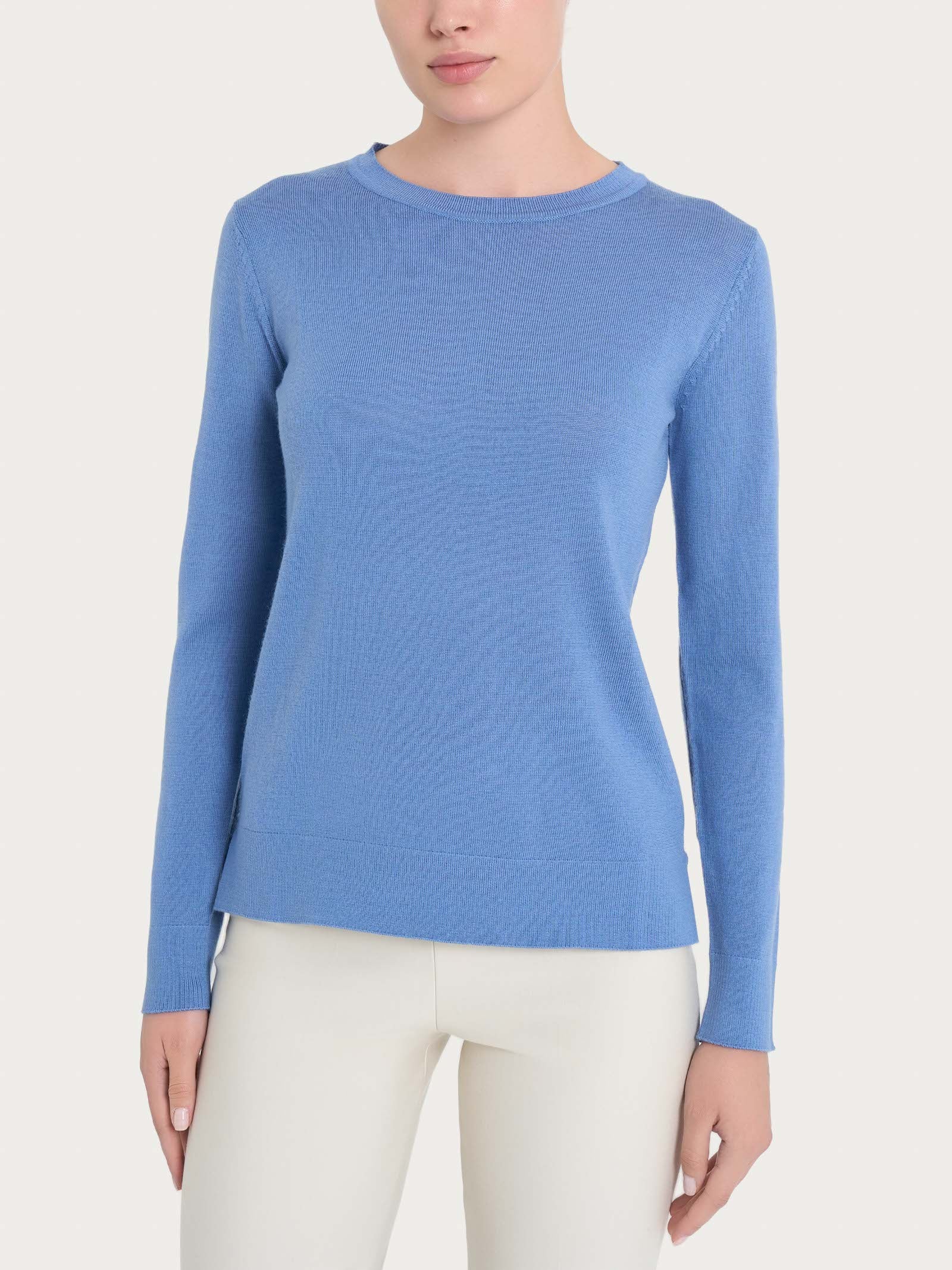 Ragno Merino Soft Maglia Donna Colony Blue Girocollo Pura Lana
