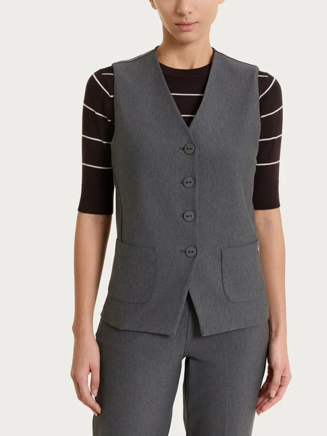 Ragno Compact Gilet con quattro bottoni nero Ardesia Mel. caldo
