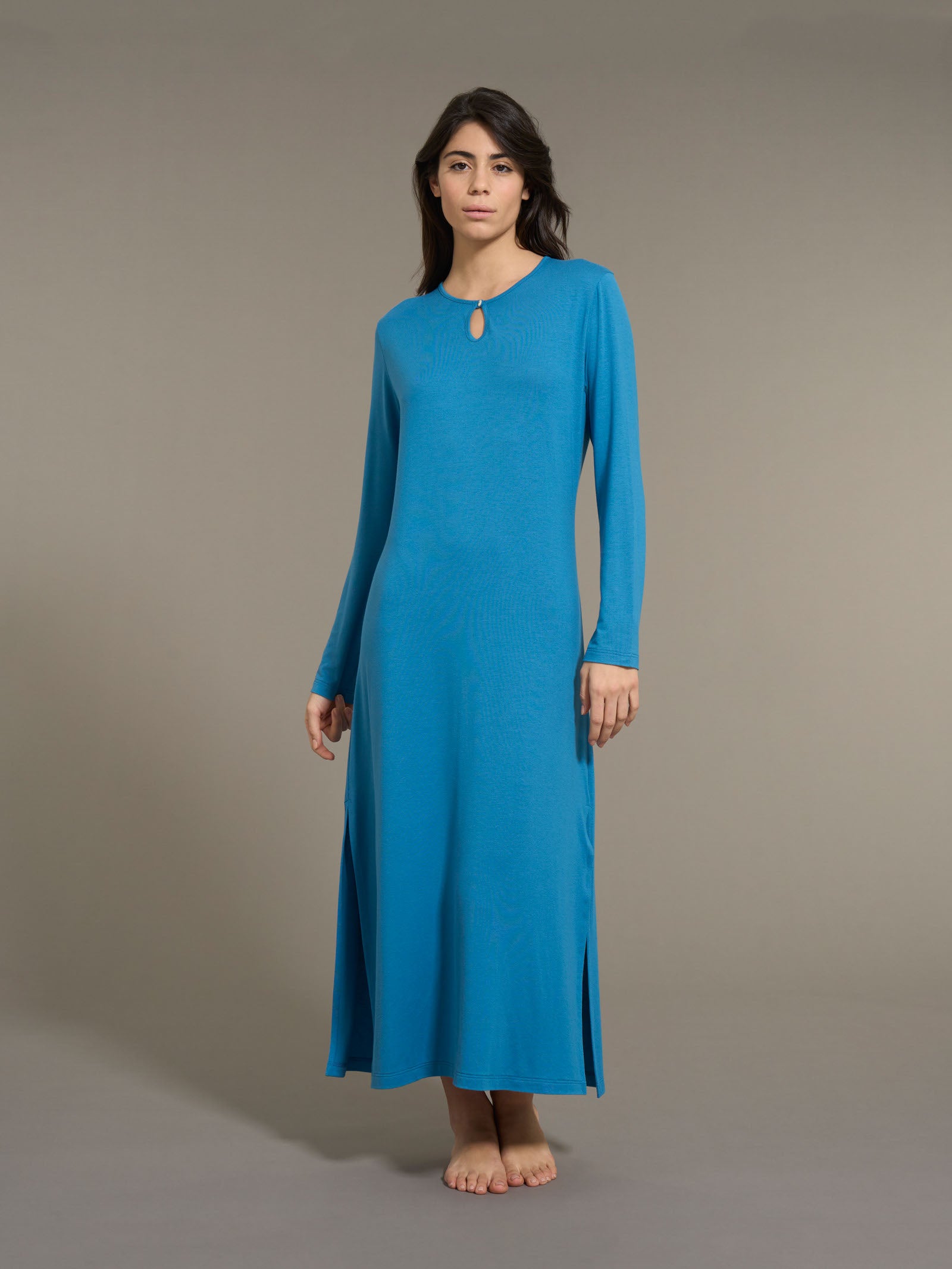 Ragno Micromodal Camicia Notte Lunga Vallarta Blue Serafino