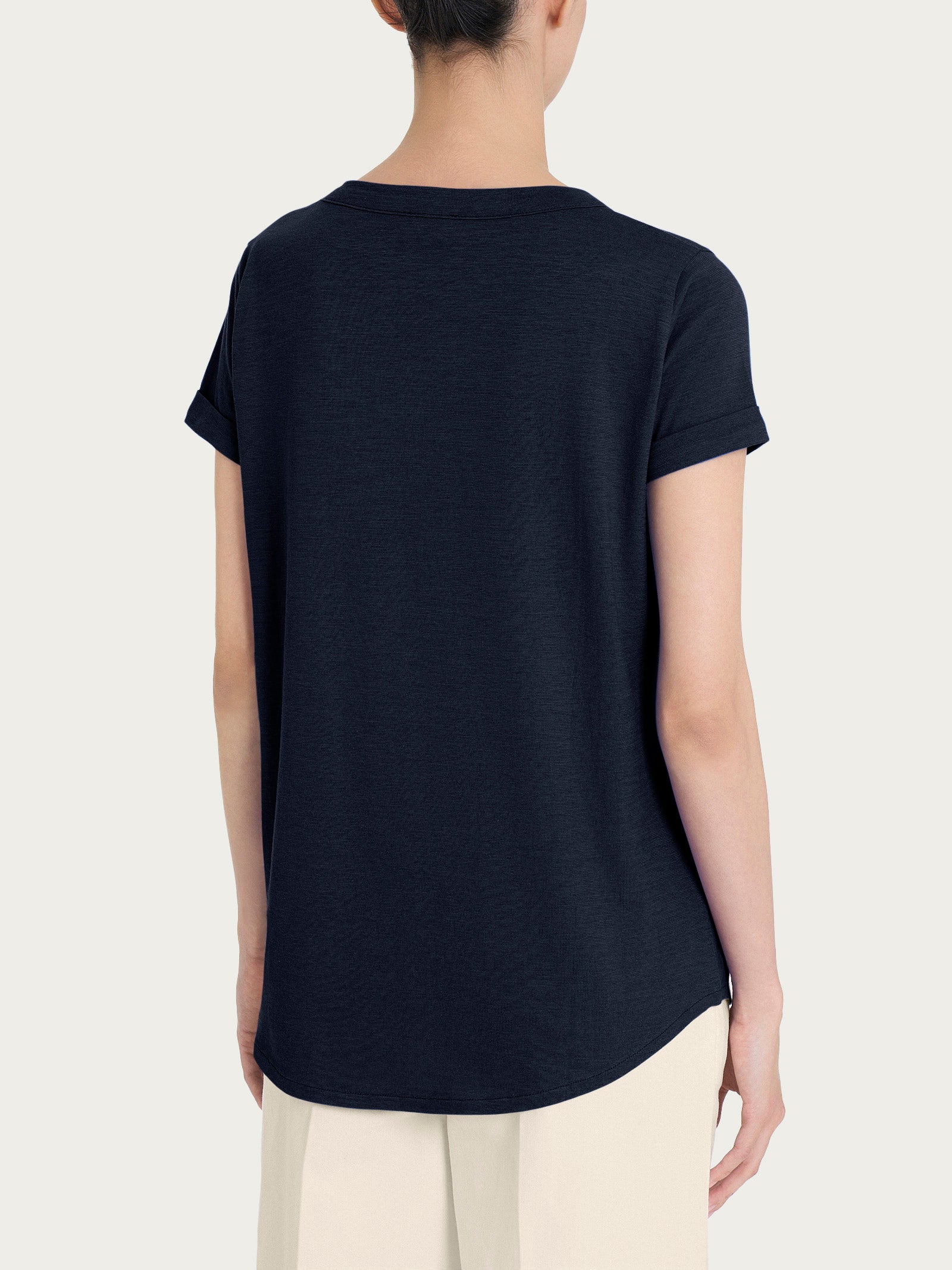 Ragno Jersey di Cotone scollo a V t-shirt blu Bleu