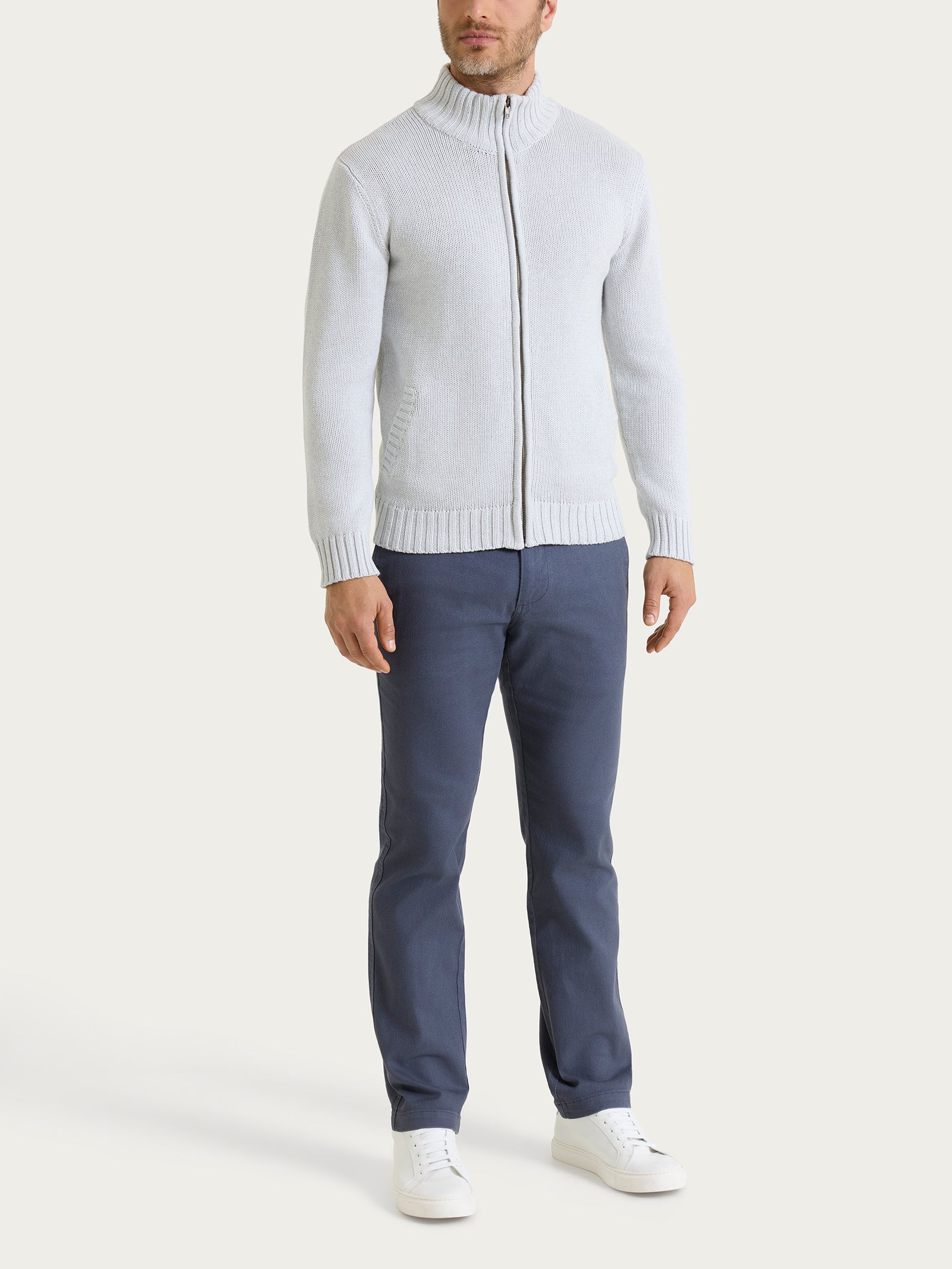 Ragno Winter Cotton cardigan uomo zip cotone grigio