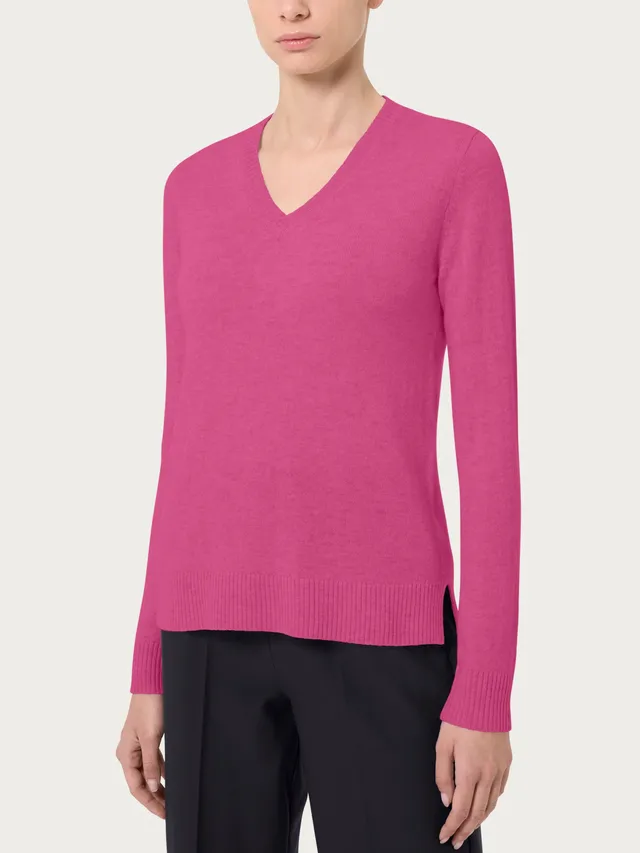 Ragno Merino Soft scollo a V maglia Red Violet lana