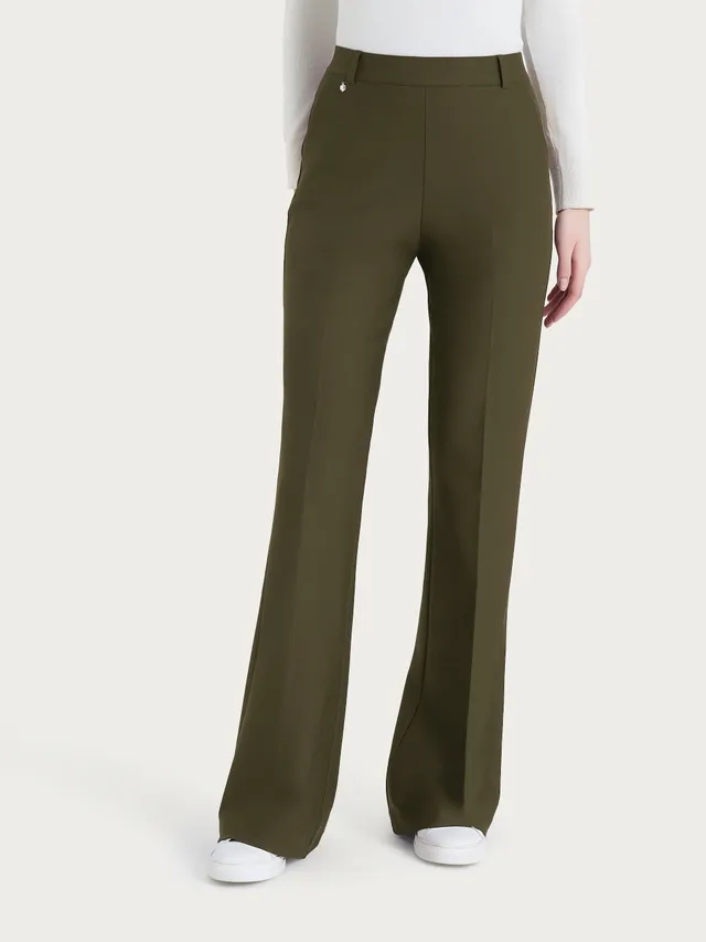 Ragno Compact pantalone flare lungo Dark Olive con tasche