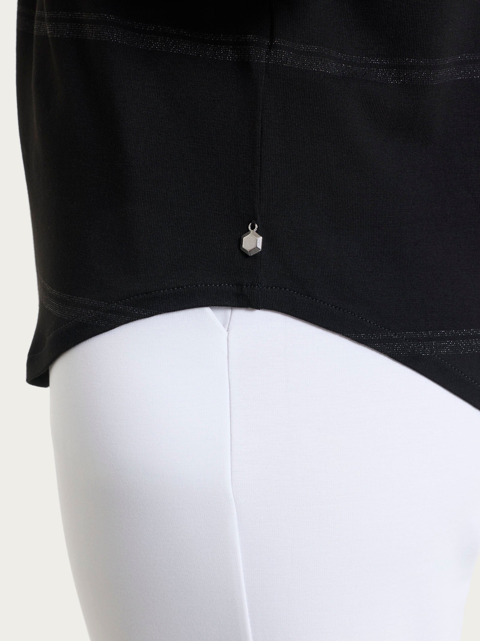 Ragno Viscosa Summer Maglietta righe lurex nera