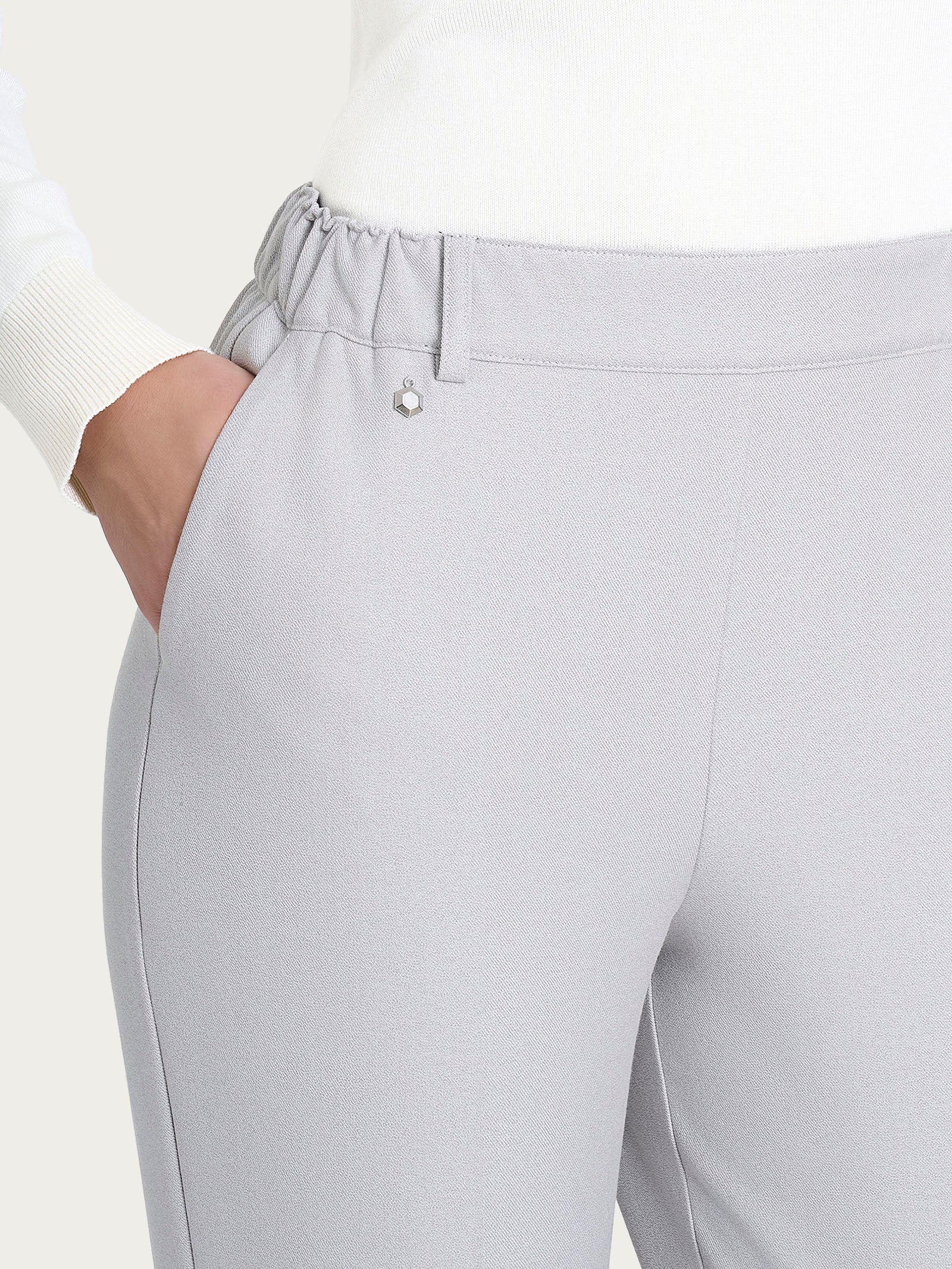 Ragno Gem pantalone dritto flannel twill Ghiaia Mel.