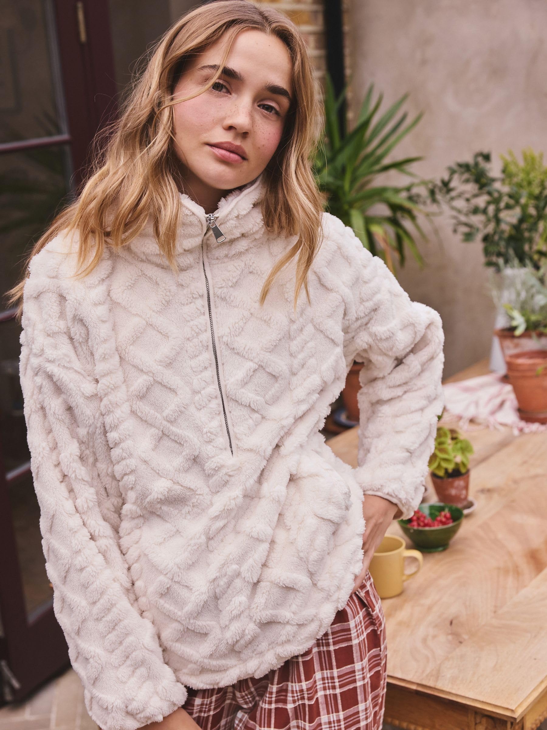 Next pile trecce mezza zip sherpa donna M