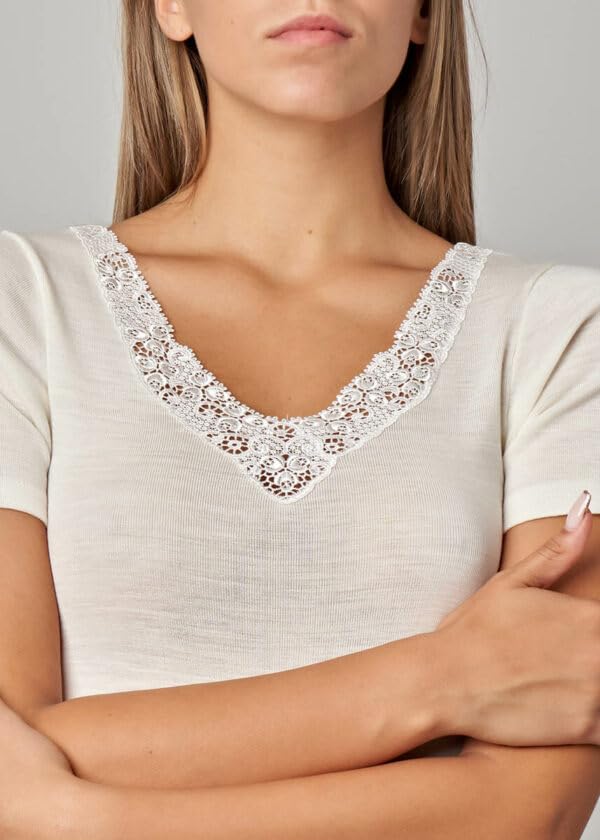 Lady C maglia donna manica corta misto lana 3 pezzi