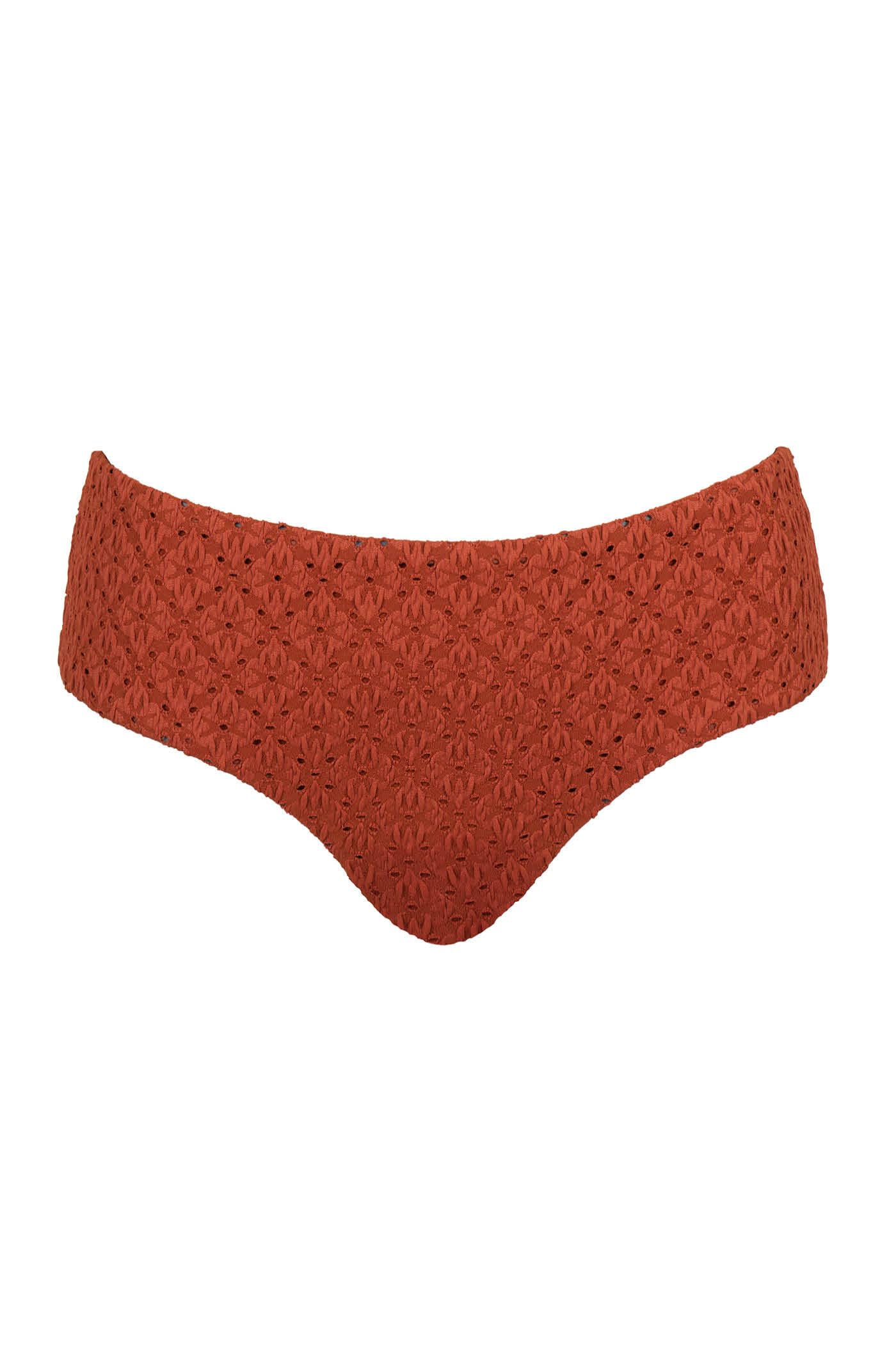 Goldenpoint Damasco Slip Bikini Fianco Alto Traforato Tinta Unita