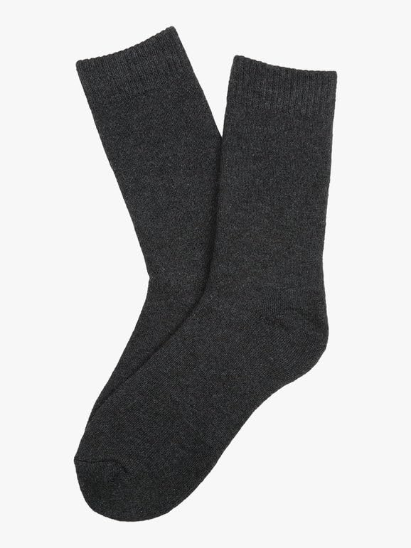 Lady C calzini uomo pile e lana 3 paia nero blu grigio caldi