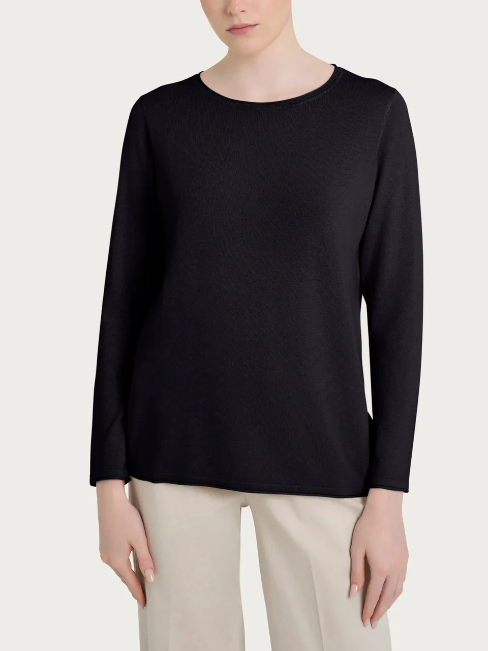 Ragno Comfort maglione girocollo viscosa nero