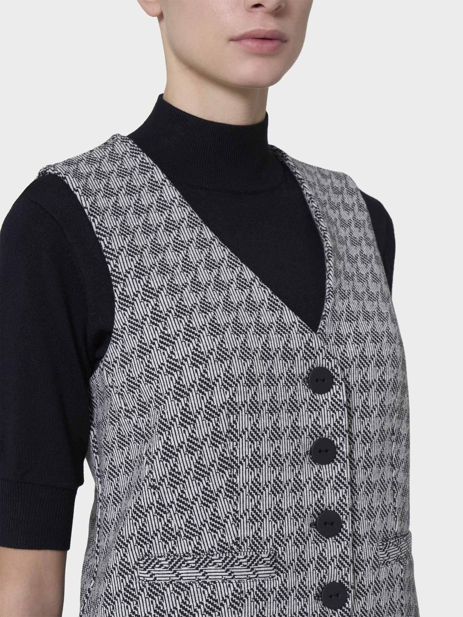 Ragno Eco Jacquard gilet 4 bottoni Fant.Nero pied-de-poule