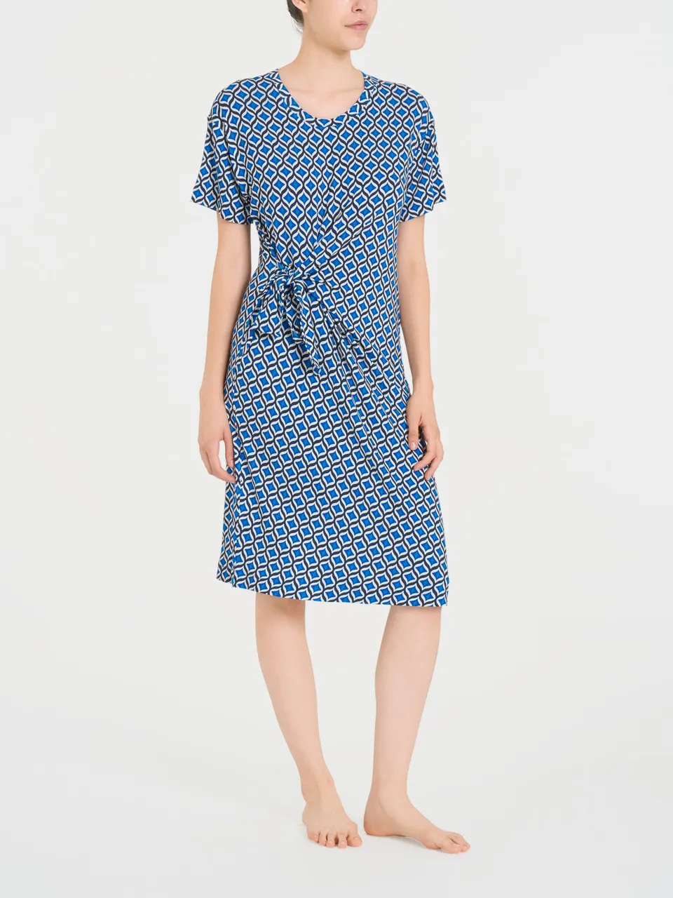 Ragno Viscosa Summer abito nodo Galaxy Blue al ginocchio