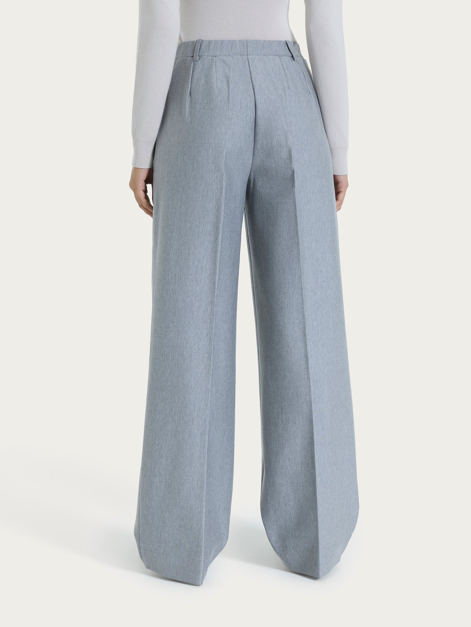 Ragno Compact Pantalone Palazzo Grigio Mel. Wide Leg
