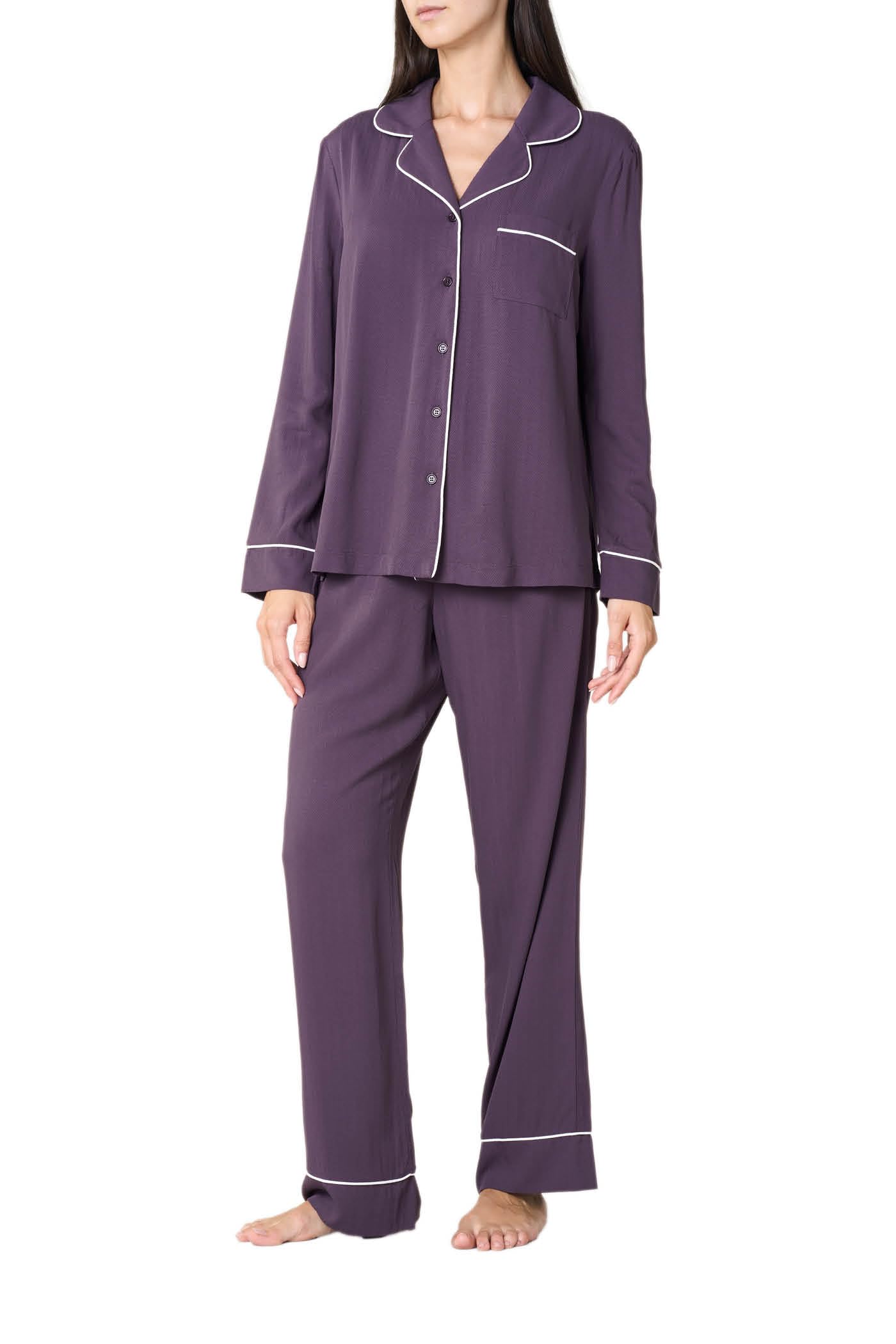 Goldenpoint Pigiama Lungo Satin Abbottonato Maniche Lunghe