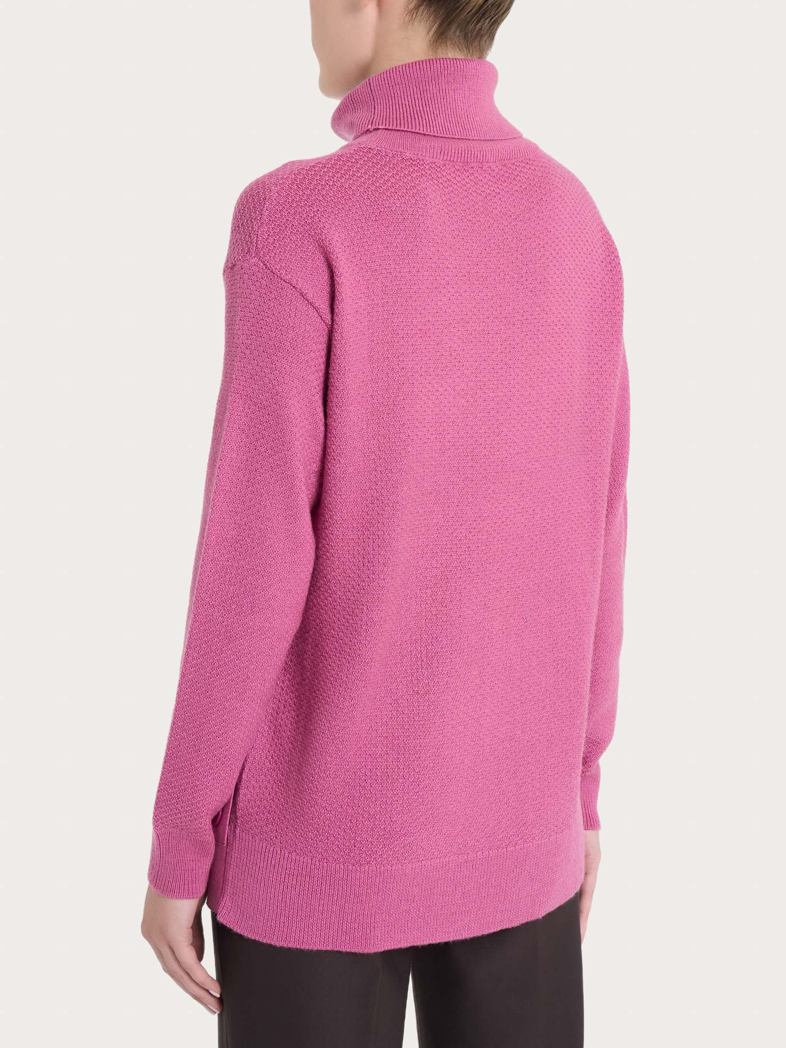Ragno Merino Soft Dolcevita Bottoni Lana Red Violet