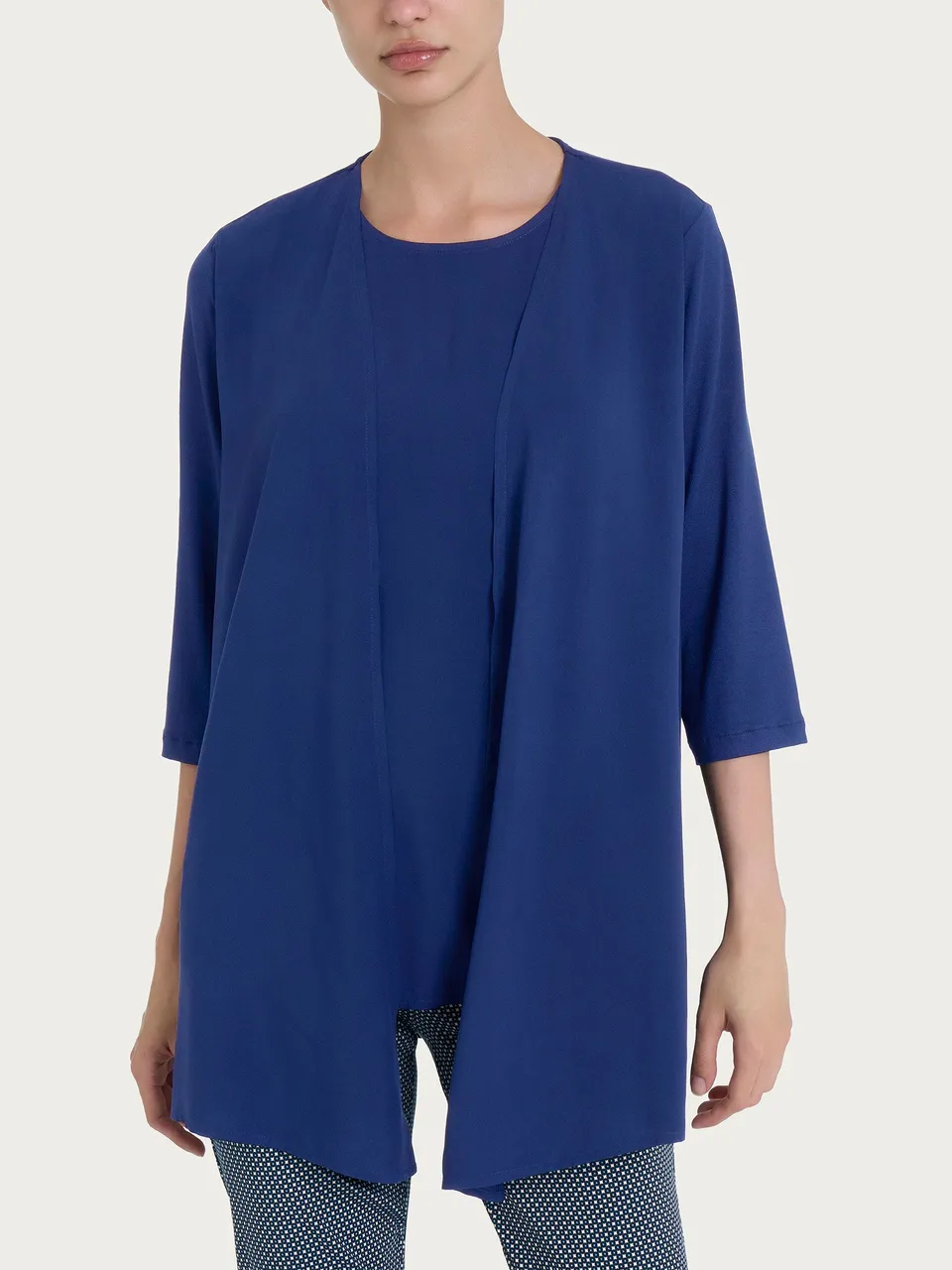 Ragno Viscosa Summer cardigan donna blu manica 3/4