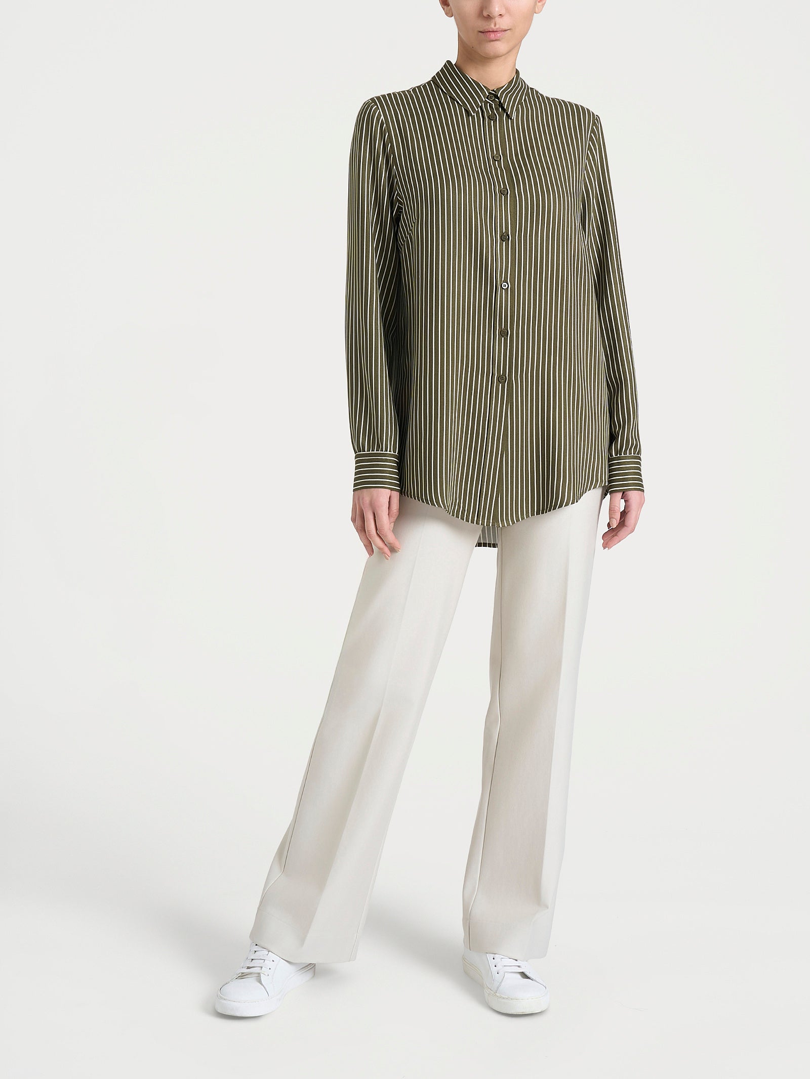 Ragno Winter EcoSeta righe camicia verde viscosa