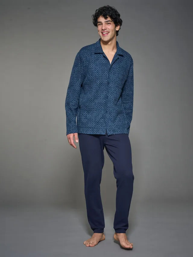 Ragno Cotton Eco Pile Pigiama Aperto Uomo Delave