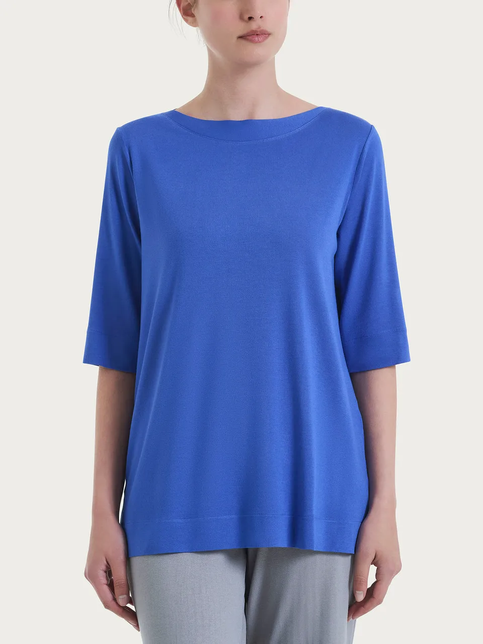 Ragno Viscosa Summer T-shirt 3/4 Blu Scollo Barca
