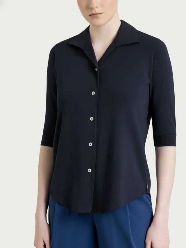 Ragno Ultralight Camicia Manica 3/4 Cotone Blu