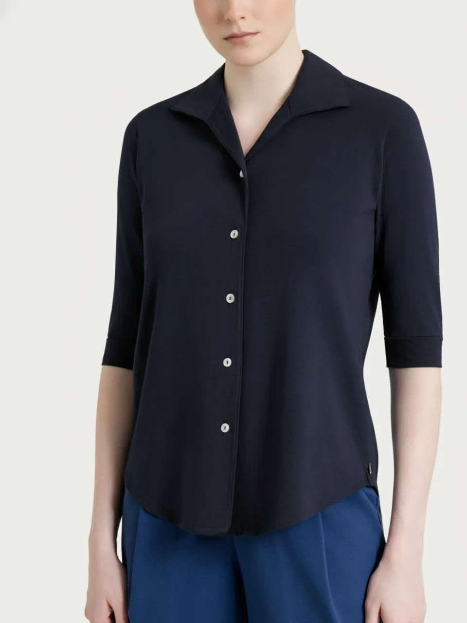 Ragno Ultralight Camicia Manica 3/4 Cotone Blu