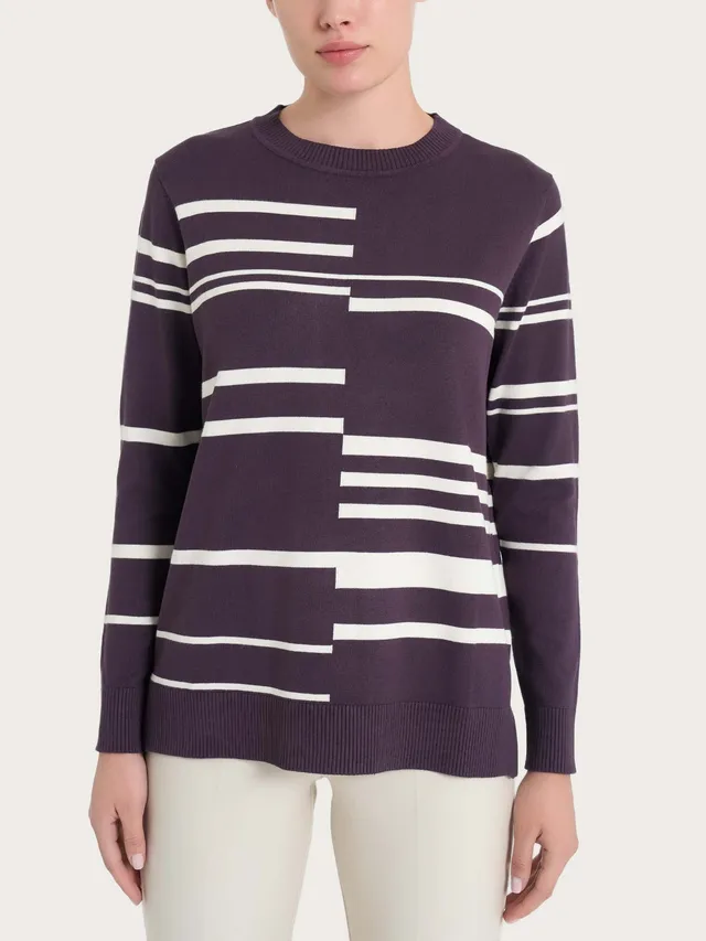 Ragno Four Seasons Maglia girocollo righe Plum Perfect